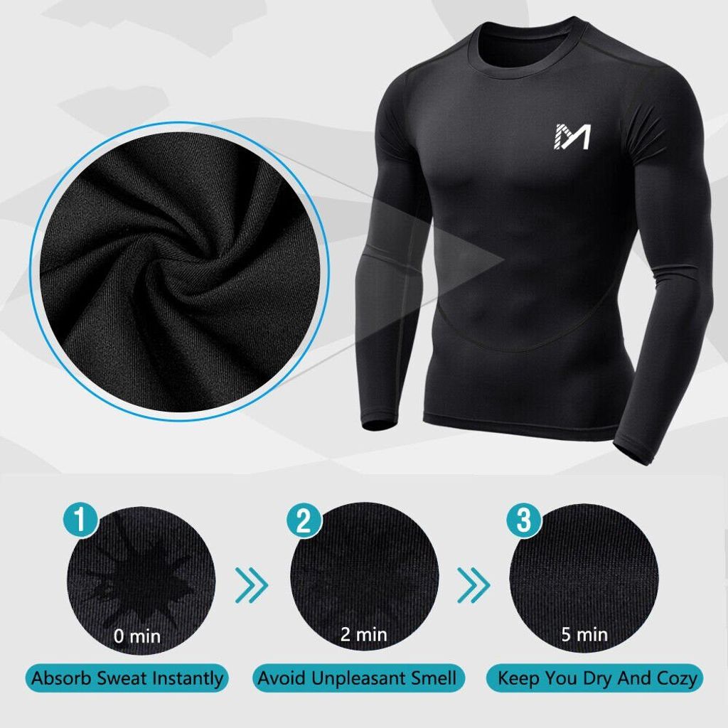 2XU Herren Compression Langarm Kompressionsshirt in Schwarz Silber