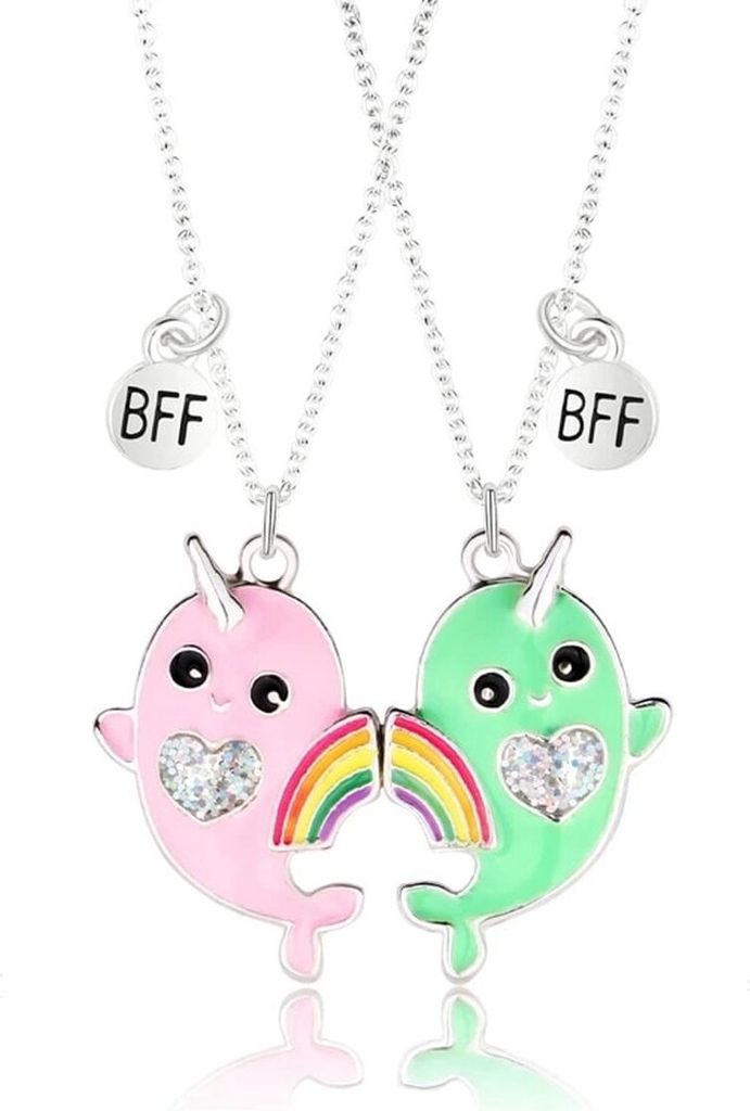 Bixorp Friends BFF-Halskette für 2 rosa und grüne Narwale Produktbild 