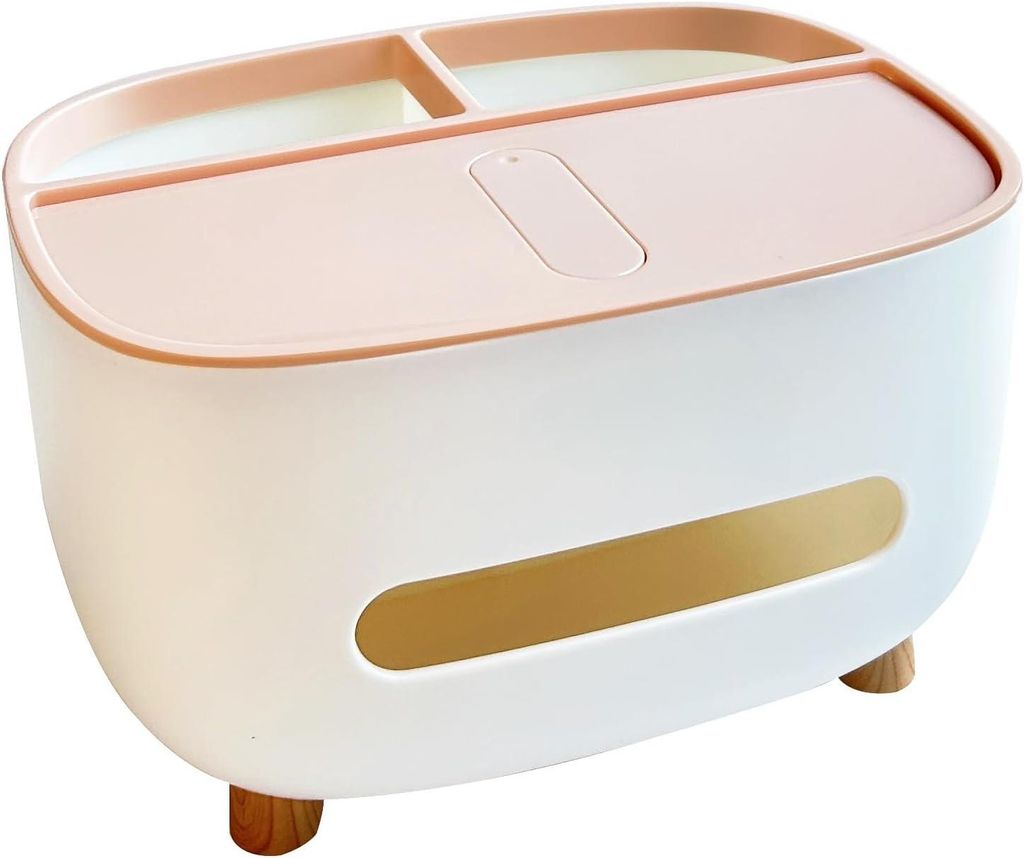 Taschentuchboxhalter mit Aufbewahrung – für Nachttisch, Kommode, Küchentisch, rosa