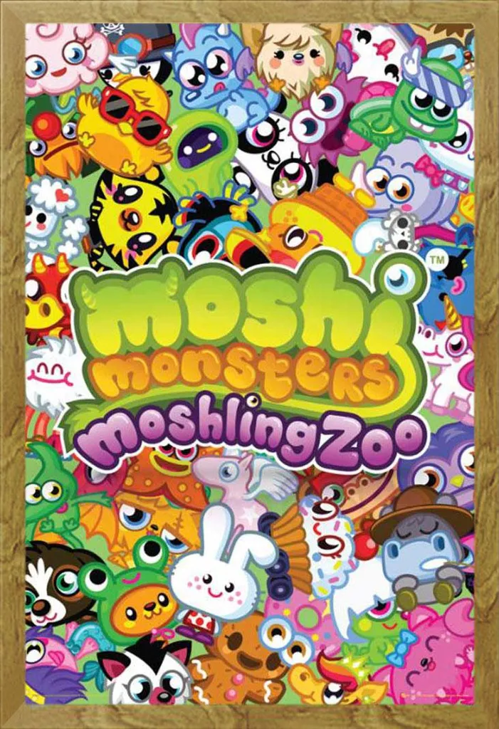 Set Poster Moshlings Zoo 61x91,5 con Cornice Shinsuke Oak MDF