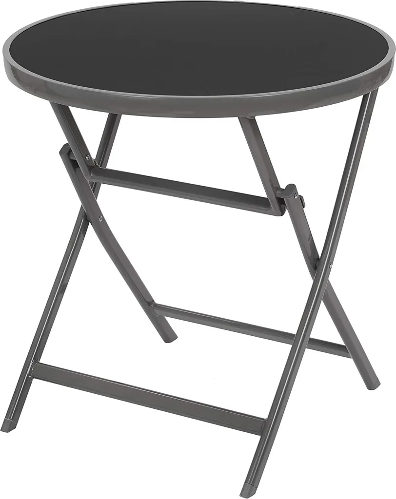 Table à manger d'appoint pliable anticorrosion en aluminium gris 70cm