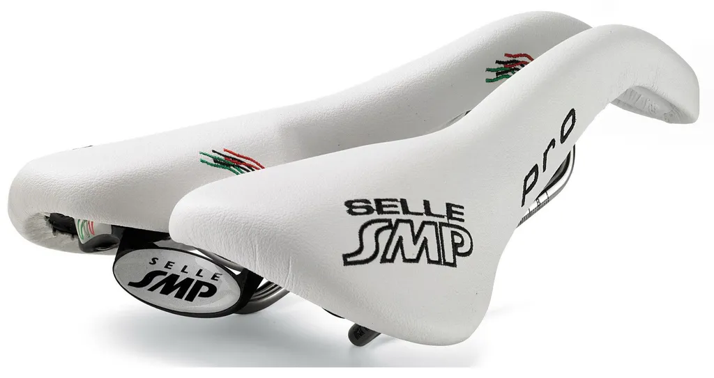 Selle SMP Pro Blanche 0301145 à Canal Central Ouvert et Cuir Pro
