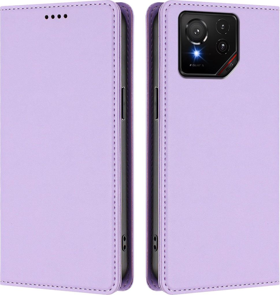 Handyhülle für Asus ROG Phone 9 / 9 Pro, Kunstleder Klapphülle Stoßfeste Magnetische Hülle mit Ständer Violett