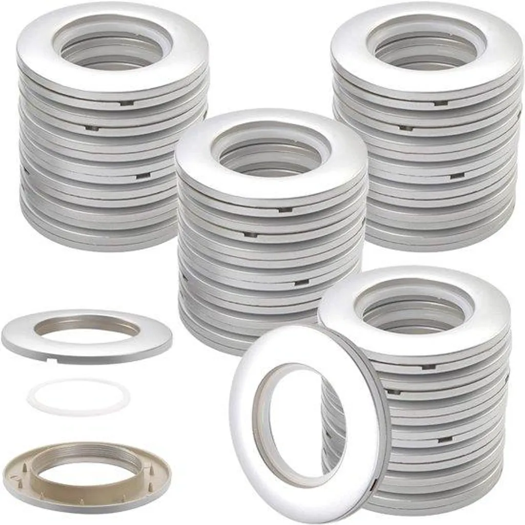 Anneaux de rideau argentés 40 mm mat - Lot de 32 pièces sans fixation