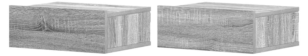 2 Stück hängende Nachttische Wand Nachtschrank Nachtkonsole Nachtkommode Wandschrank Hängeschrank Grau Sonoma 40x30x15cm Holzwerkstoff