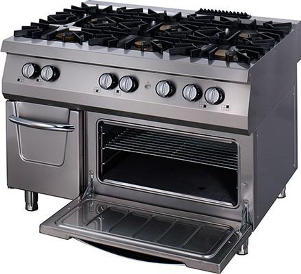 Maxima - Gastro Premium Herd - 6 Brenner - Dreifache Einheit - 90 cm Tief - Gas inkl. Elektroofen