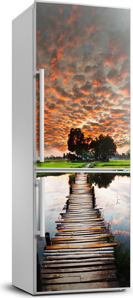 Tulup Kühlschrankdekoration - 70x190 cm - Aufkleber auf dem Kühlschrank - Holzbrücke