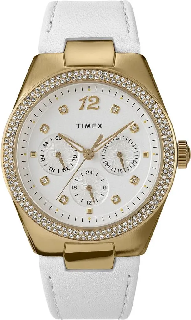 Timex TW2V80500 Simone: Orologio Donna con Cristalli e Cinturino Bianco