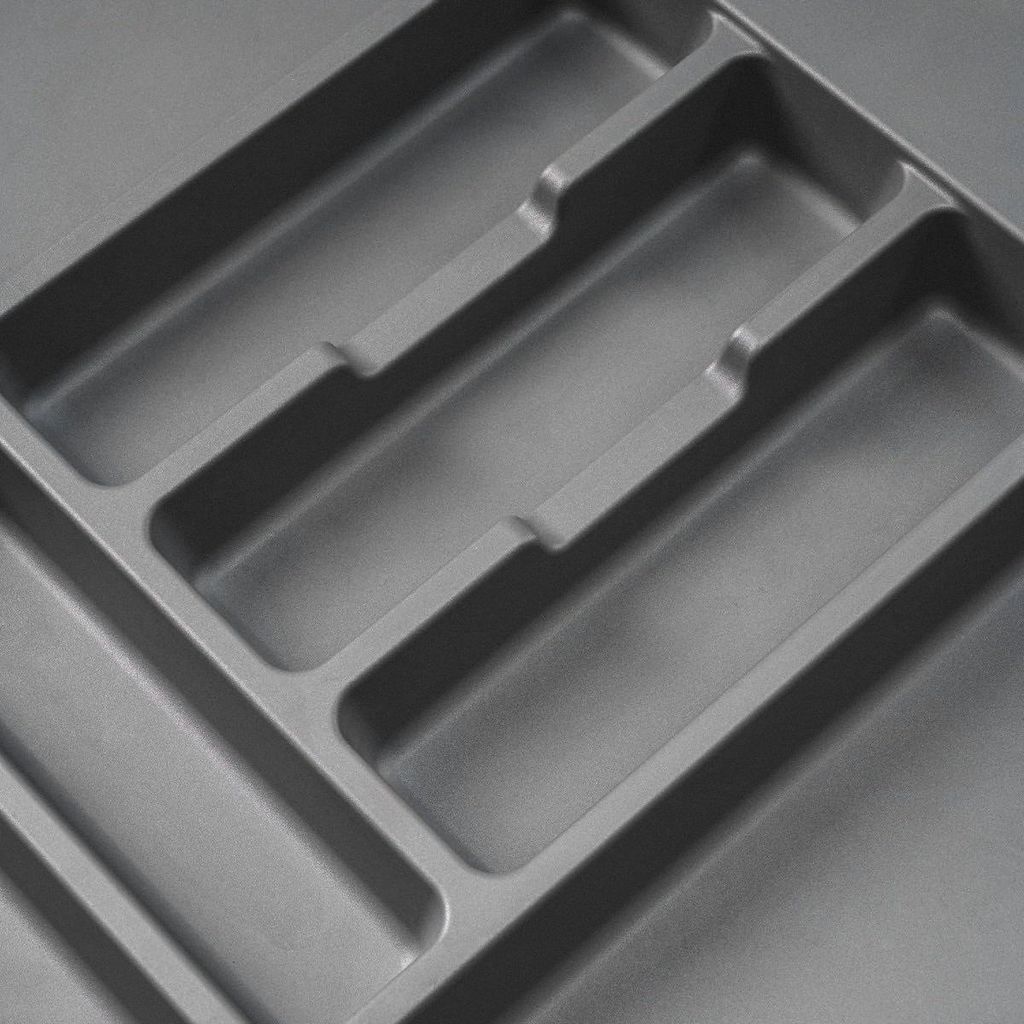 Besteckeinsatz Optima für Schrankbreite 90 cm, Rand schneidbar (B 804-836 x T 418-482), Kunststoff, Anthrazitgrau