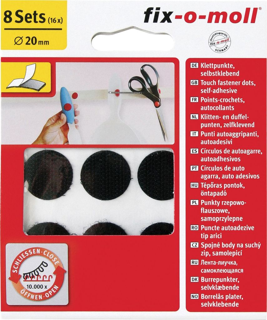 Puntini in velcro fix-o-moll da 20 mm, neri Immagine del prodotto 