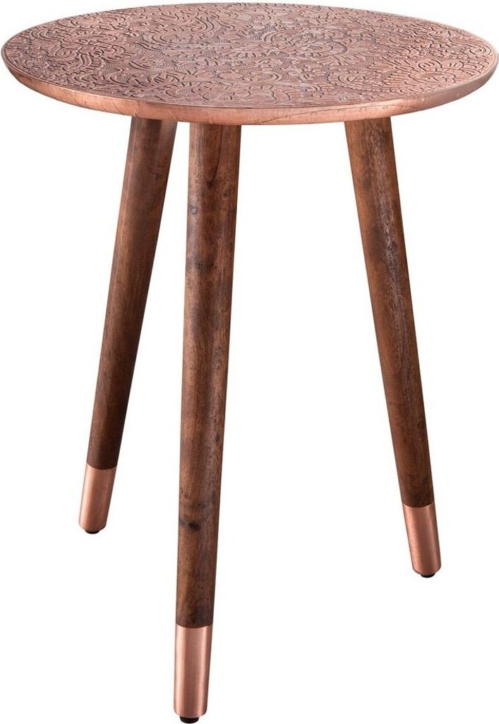 Beistelltisch 40 x 50 cm Ornament MDF Messing