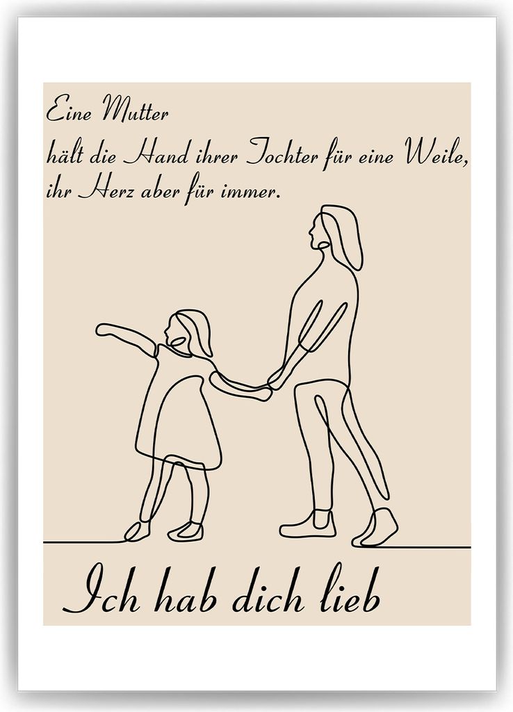 Mama Tochter Poster personalisierbar DIN A4 Kunstdruck Danksagung Muttertag Geschenk Beste Mutter Wandbild – DIN A4 (21x29.7cm)