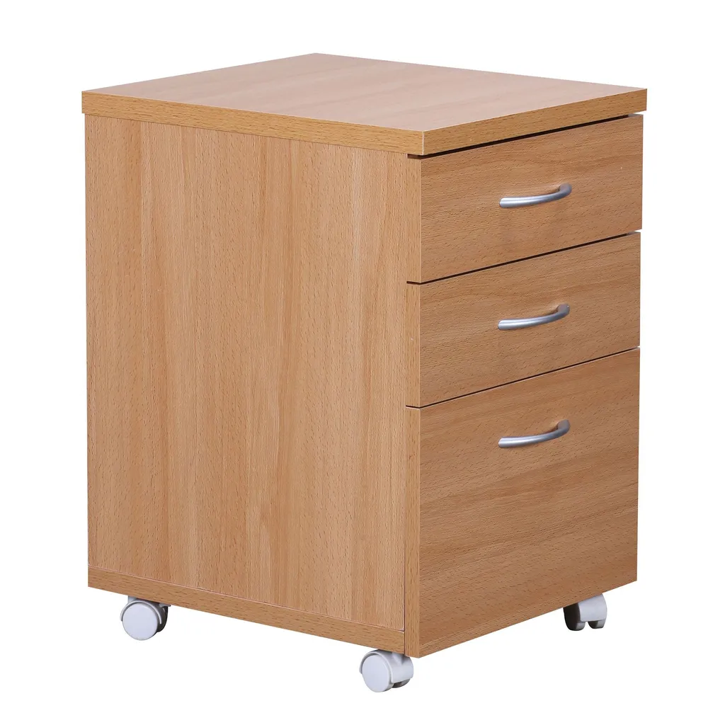 FineBuy Caisson à roulettes OTTAWA hêtre 40x60x45cm avec tiroirs bureau
