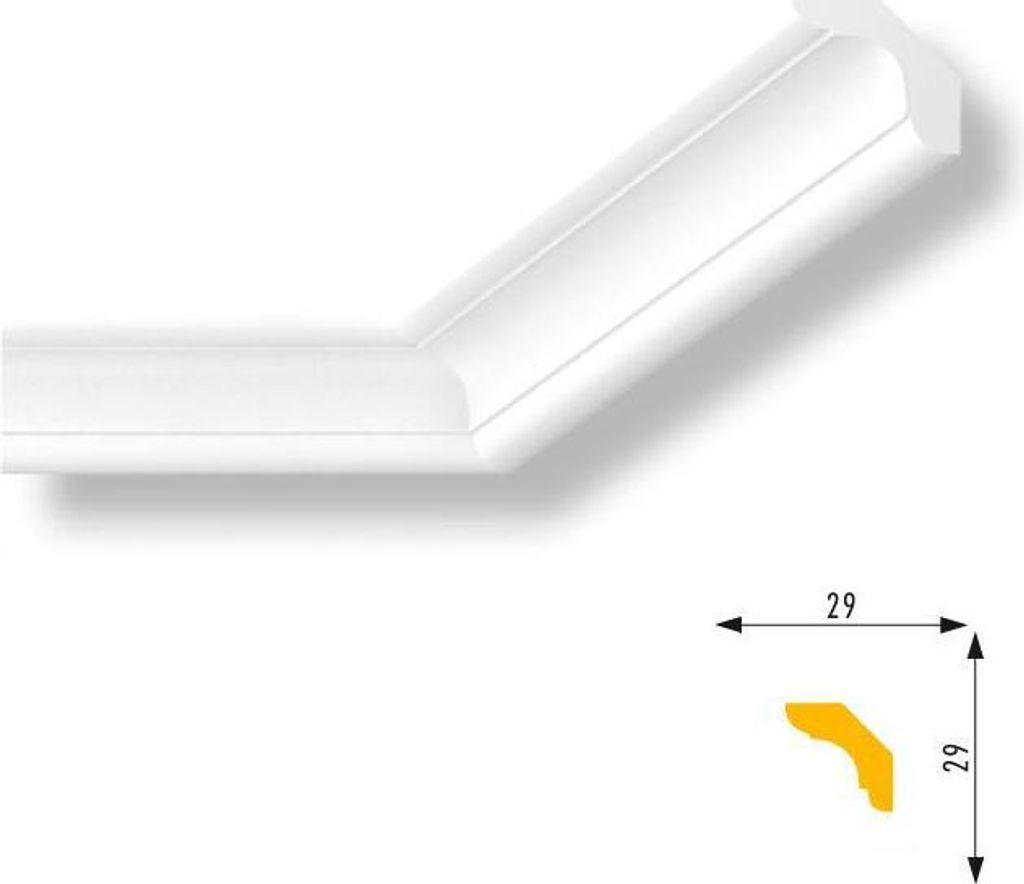 PROVISTON Stuckleiste 29 x 29 x 2000 mm Deckenleiste Polystyrol Styroporleiste Weiß Leicht und stabil Hochwertig Schnell montiert