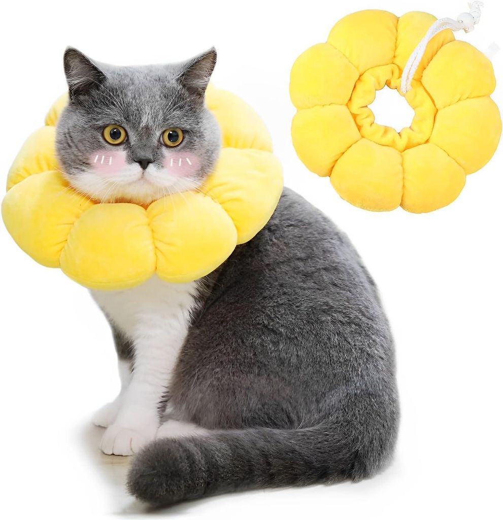 Verstellbare Kragen für Katzen - Bequeme Katzenhalsband für die Genesung nach Operationen - Geeignet für Katzen und kleine Hunde - Größe S