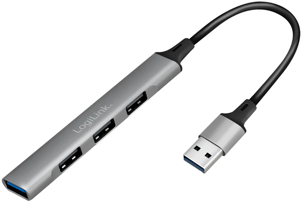 LogiLink UA0391 Hub sottile USB 3.0 LogiLink, 4 porte, alloggiamento in alluminio, grigio