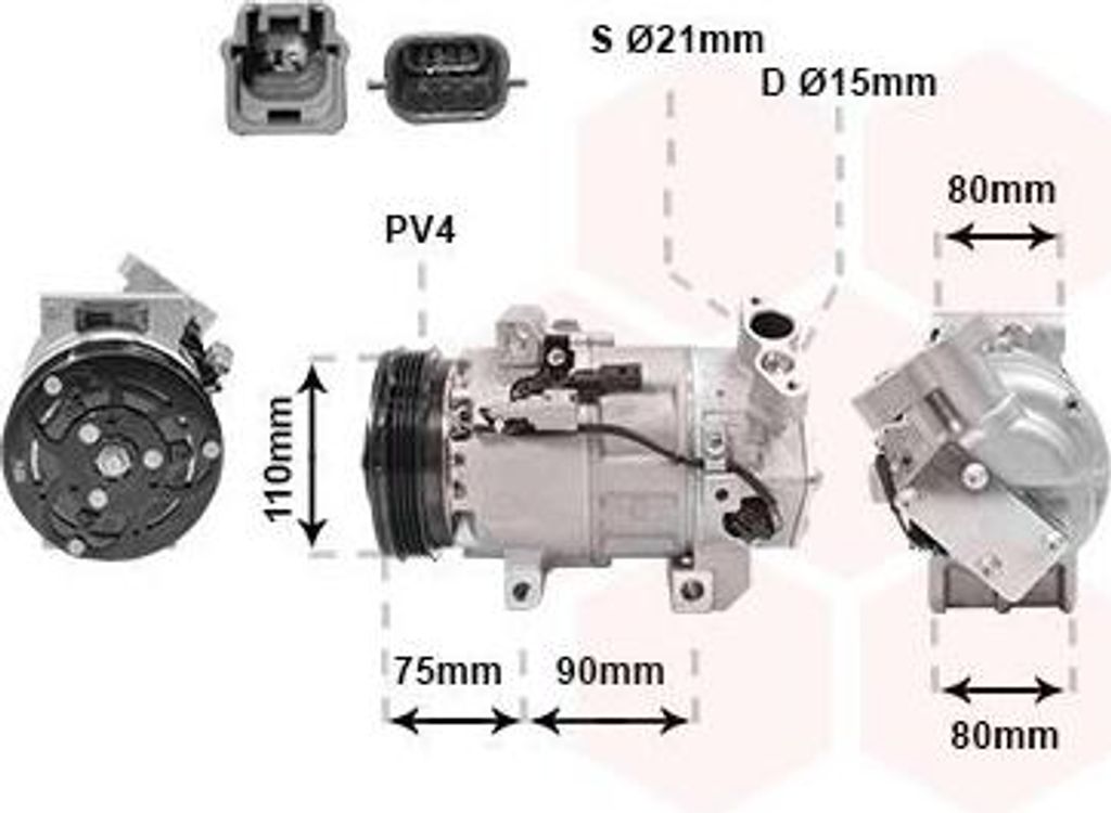 VAN WEZEL 4300K639 VCS14EC Klimaanlage Klimakompressor PAG 100 R134a für RENAULT Clio IV Schrägheck (BH) Clio IV Grandtour (KH) CLIO IV Kasten