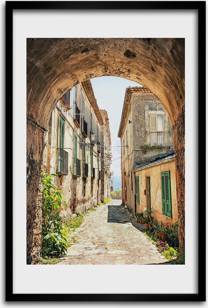 Bild - Bilderrahmen - 40 cm x 60 cm - MDF - Rahmen - Wandkunst - Italienische Straßen