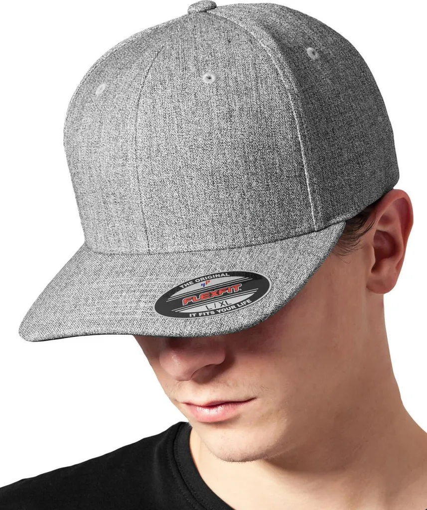 Berretto Flexfit 6277PS Heather Grey S/M | Visiera Nera Professionale - 11