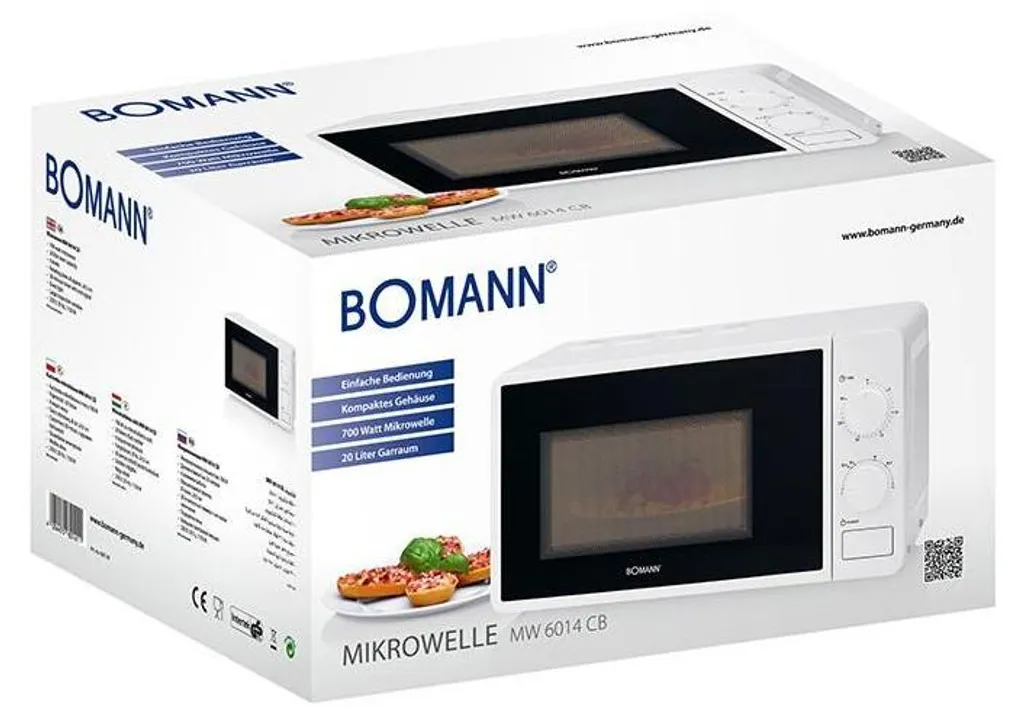Micro-ondes Blanc Bomann MW 6014 CB 20L - Dégivrage et Cuisson Faciles - 13