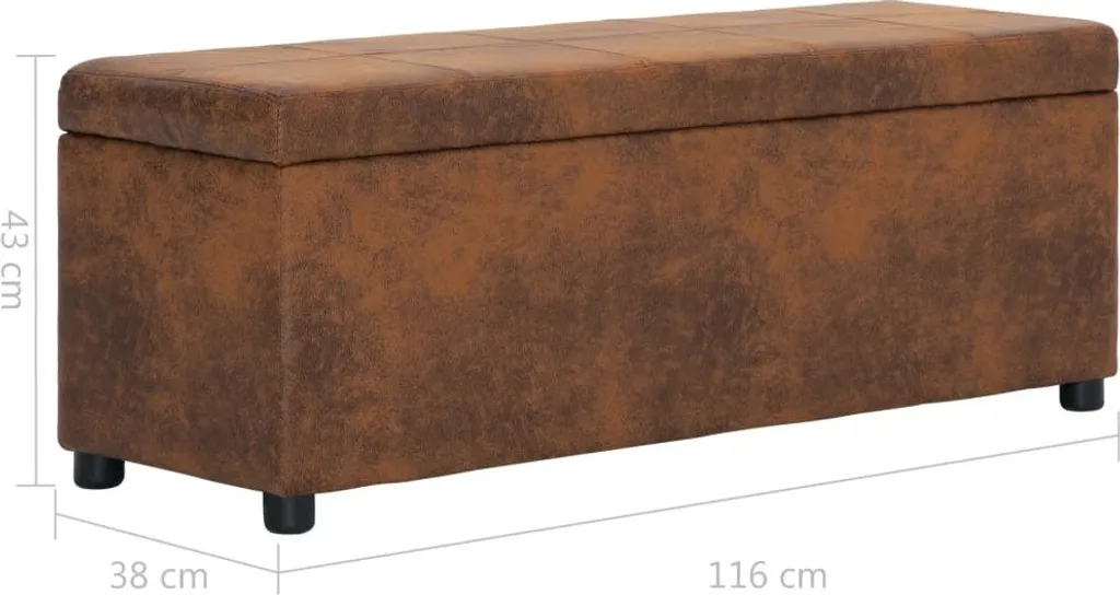 Banc de rangement 116 cm brun aspect daim pour optimiser votre espace - 8