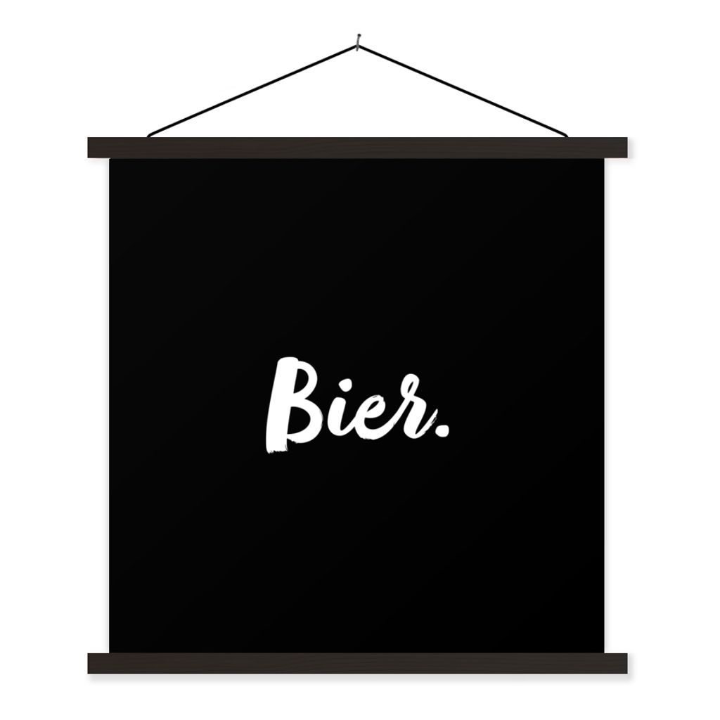 MuchoWow Textilposter Zitate - Bier - Alkohol - Getränk - Text 120x120 cm mit schwarzem Rahmen - Aufhängungsset