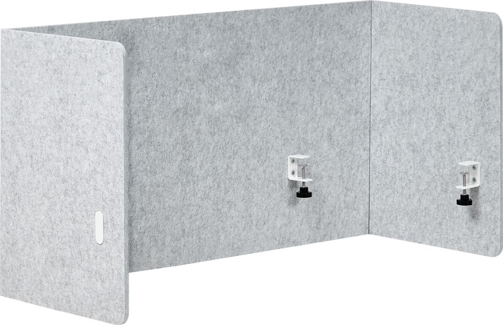 BELIANI Schreibtisch Trennwand Grau Stoff PET Kunststoff 120 x 60 cm Gesamter Schreibtisch zum Klemmen Schallschutz Sichtschutz Büro Homeoffice