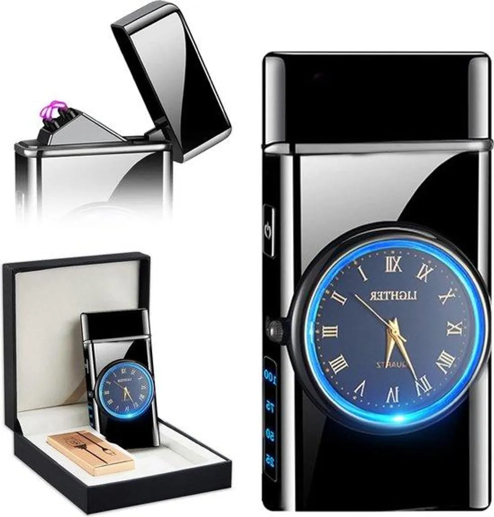 Briquet Arc Plasma Coupe-vent avec Affichage LED et Coffret de Luxe Noir