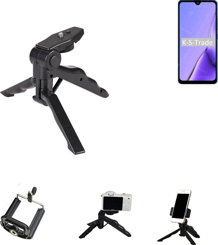 K-S-Trade Stativ Tisch-Ständer Dreibein Handy-Stativ Ständer kompatibel mit Cubot Note 7 Mini-Stativ Smartphone Tripod Handy-Stativ aus Plastik