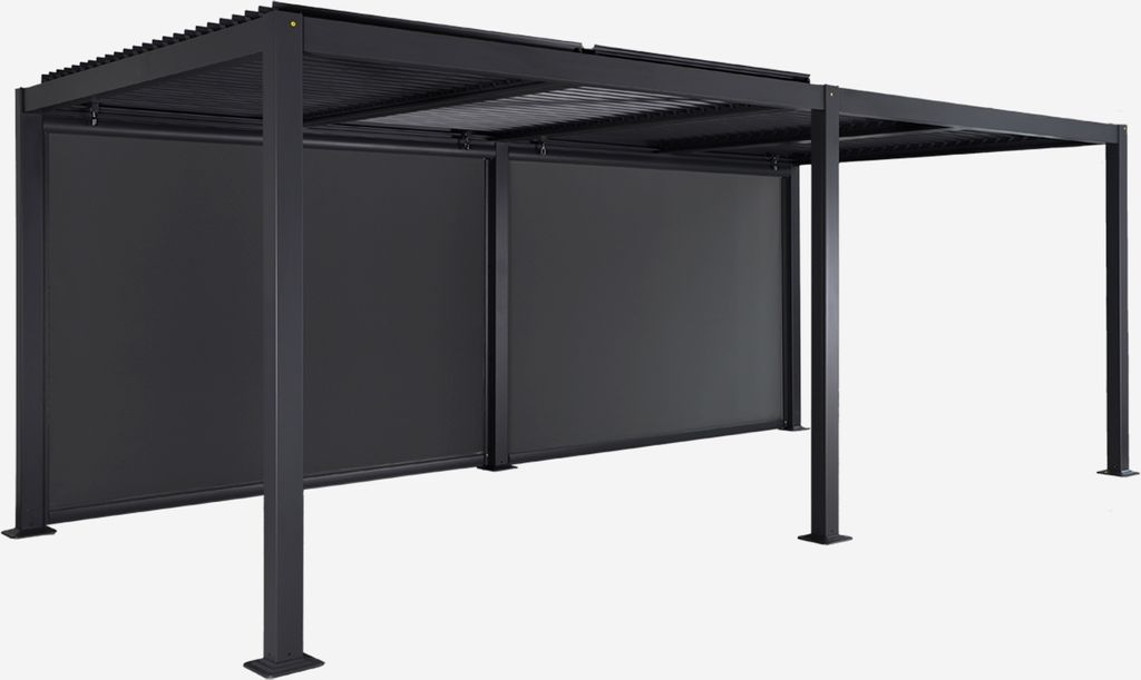 sweeek - Bioklimatische Pergola mit Lamellendach 6x3m + 2 Markisen 3 m Palace - Anthrazit
