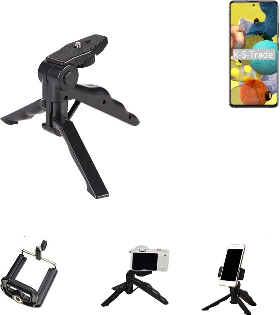 K-S-Trade Stativ Tisch-Ständer Dreibein Handy-Stativ Ständer kompatibel mit Oppo A93 5G Mini-Stativ Smartphone Tripod Handy-Stativ aus Plastik