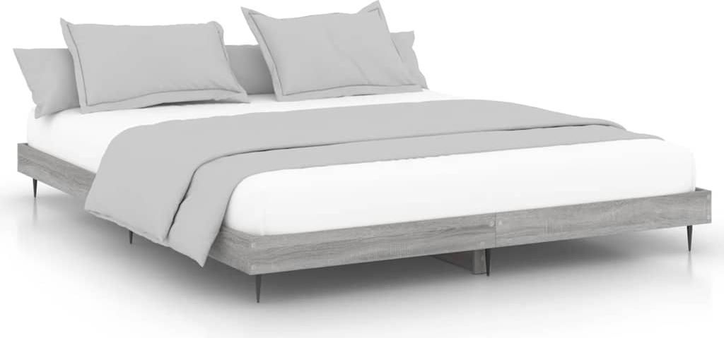 vidaXL Bettgestell Grau Sonoma 200x200 cm Holzwerkstoff