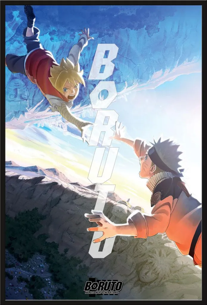 Poster Naruto Boruto avec Vitre Acrylique et Cadre Noir Shinsuke Maxi