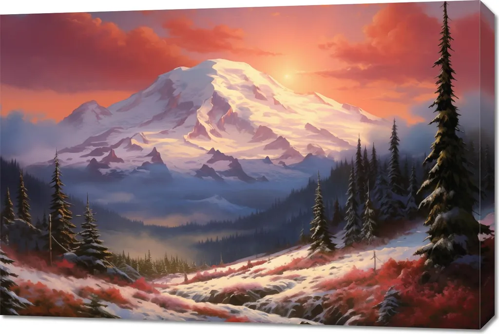 Quadro Paesaggio Montagna 90x60: L'Aurora a Casa Tua - Tela Canvas