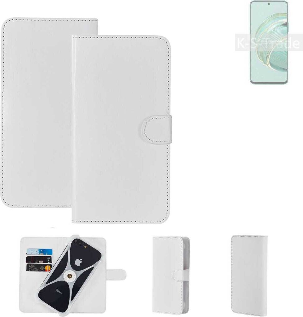 K-S-Trade Handy Hülle Schutz Hülle kompatibel mit Huawei nova 10z Cover Case Bookstyle Bumper weiß 1x