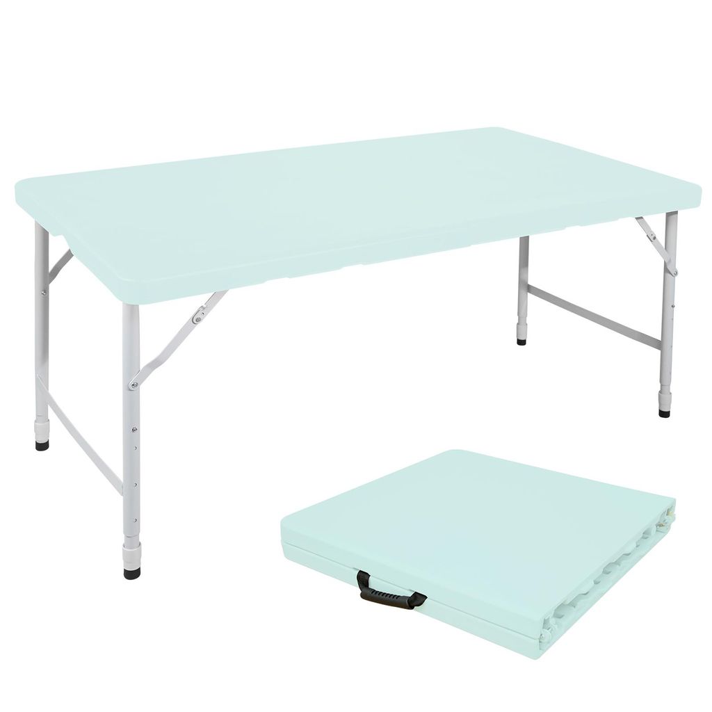 Zimilo 125 cm Klappbarer Multifunktionstisch mit Griff, Höhenverstellbar, Belastbar bis 150 kg, für Camping, Garten und Indoor, Blau