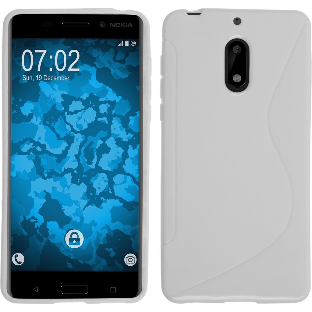 PhoneNatic Case kompatibel mit Nokia 6 - weiß Silikon Hülle S-Style + 2 Schutzfolien