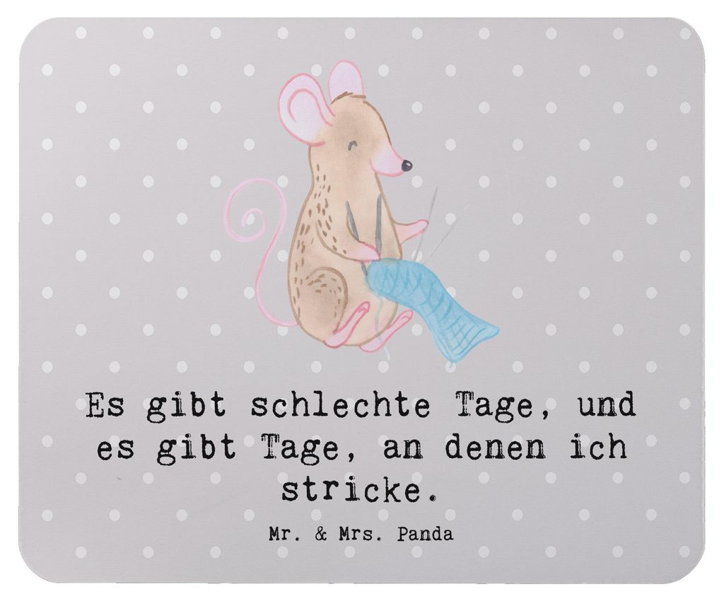 Mr. & Mrs. Panda Mauspad Maus Stricken - Grau Pastell - Geschenk, laptop mousepad, DIY, mousematte, Mouse Pad, pc