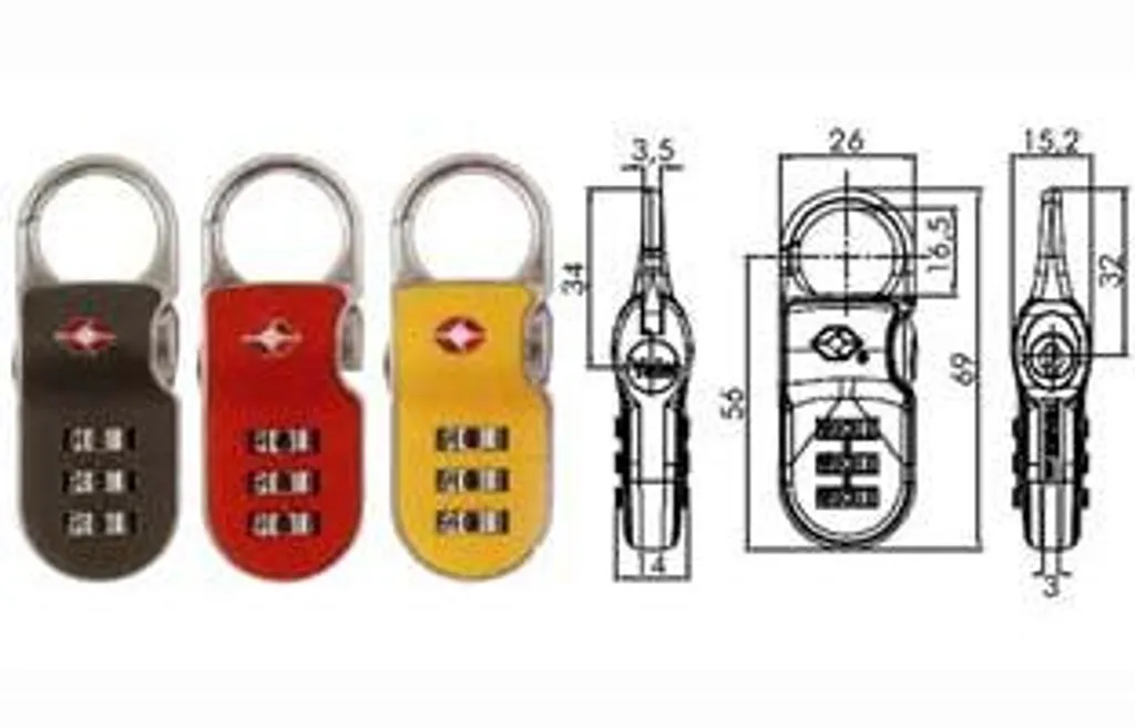Cadenas à combinaison TSA Yale TP2 - 26 mm rouge pour valise (YTP2/26/216/1R)