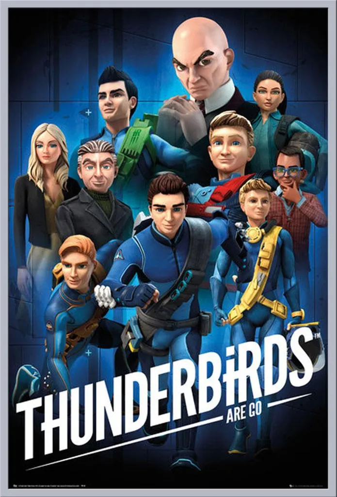Affiche Thunderbirds Are Go Collage 1 avec Cadre Shinsuke Argenté 61x91