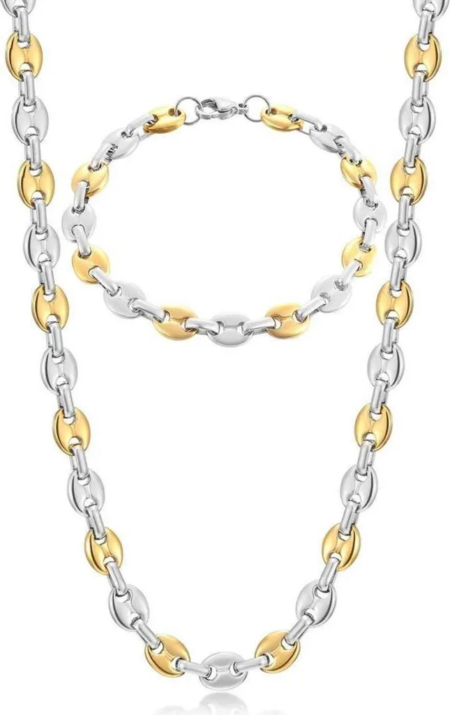 Set AFSTALR Acciaio Inossidabile 316L: Collana + Bracciale Uomo