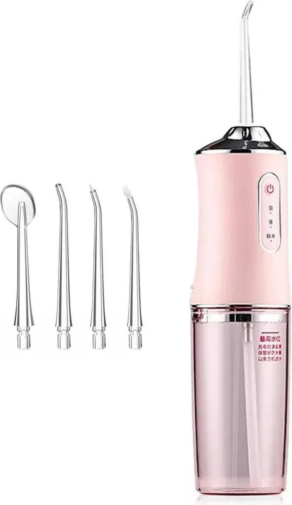 Wasser Irrigator für Zähne mit USB Aufladbare Tragbare Wasser Flosser 4 D rosa