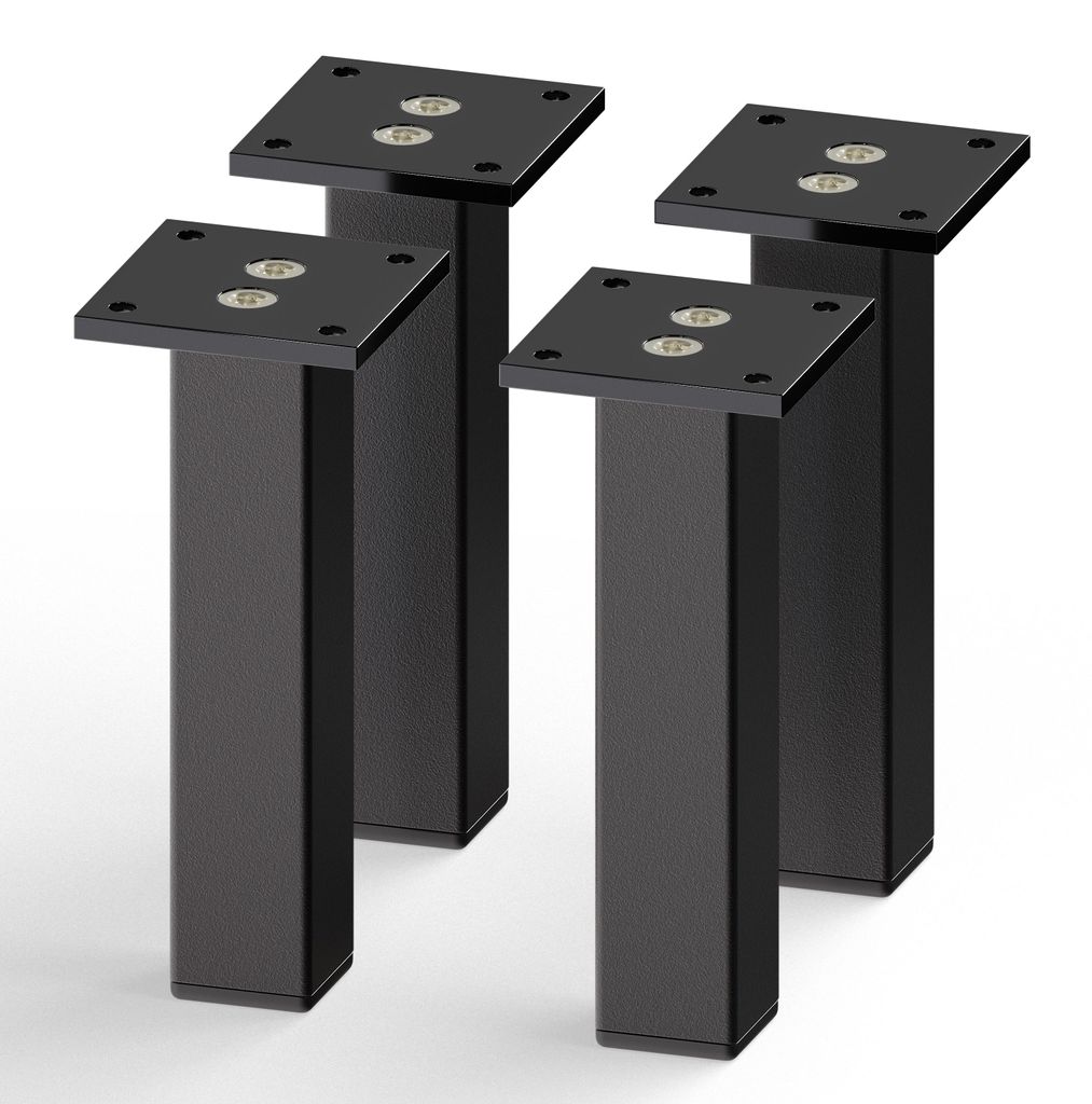 4er Set sossai Aluminium Möbelfüße 150mm in Schwarz Produktbild 