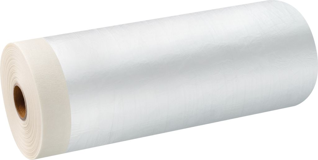 3 Rollen Abdeckfolie mit Feinkrepp 1100mm x 33m Klebeband Masker Malerfolie transparent