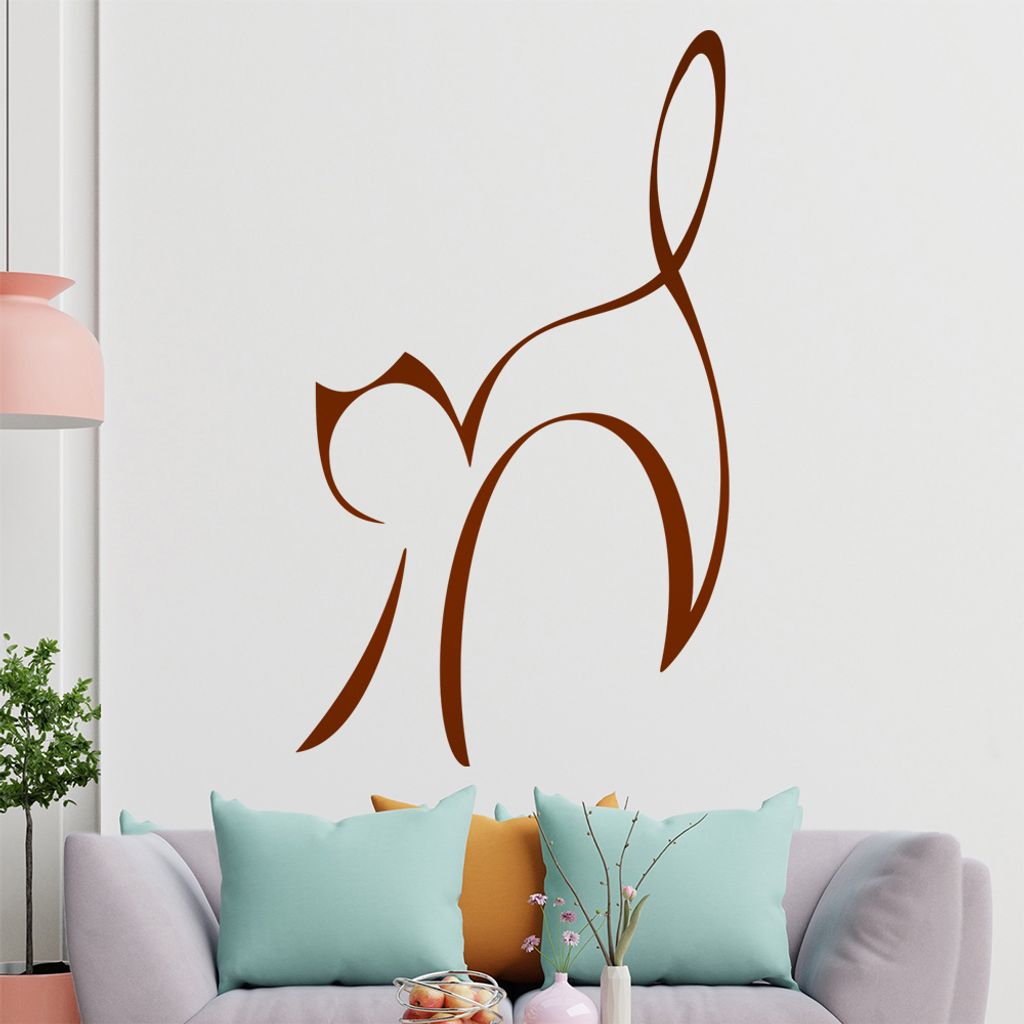 Katze Linien Wandtattoo in 6 Größen - Wandaufkleber Wall Sticker - Dekoration, Küche, Wohnzimmer, Schlafzimmer, Badezimmer