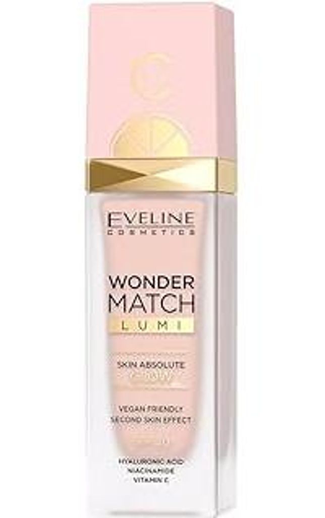 Eveline Cosmetics Wonder Match LUMI Foundation LSF 20 – Feuchtigkeitsspendende, ausgleichende Make-up-Formel mit Vit. C, Hyaluronsäure & Rosenex...