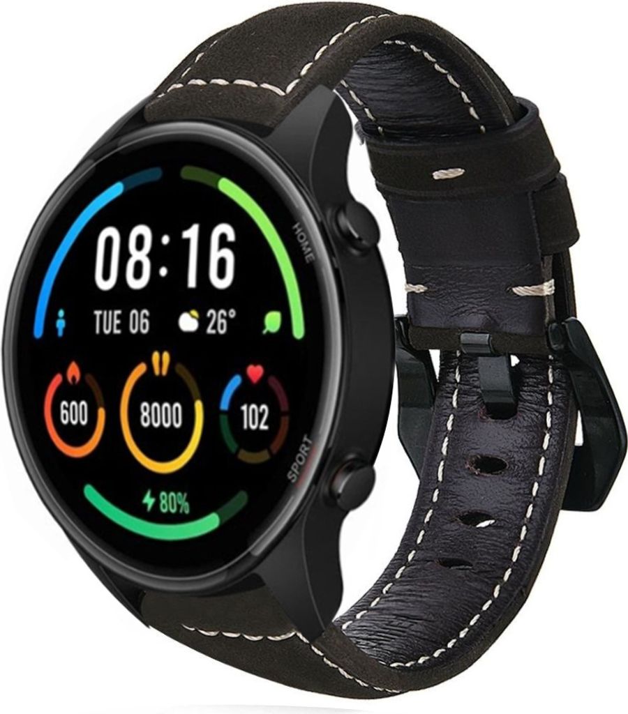 Strap-it Xiaomi Mi Watch Lederarmband (Schwarz)