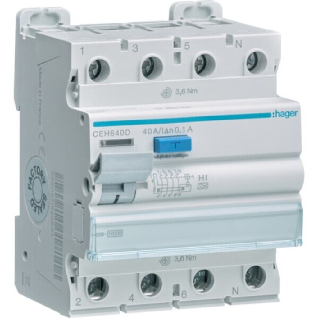 Hager FI-SCH. 4P 10KA 40A 100MA HI (CEH640D)
