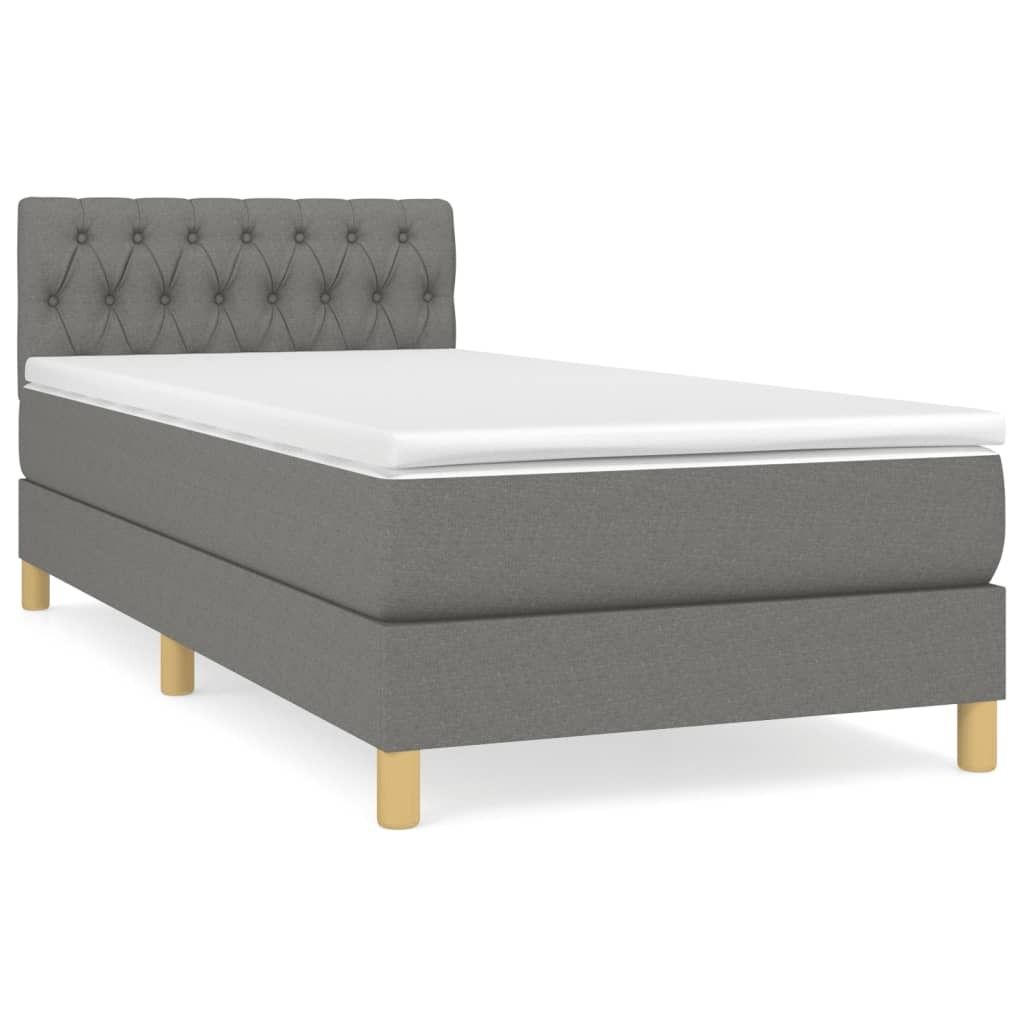 "WINTER SALE"Boxspringbett - Einzelbett/Jugendbett mit Lattenrost - mit Matratze Dunkelgrau 90x200cm Stoff - Klassische Betten NeuMöbel772605