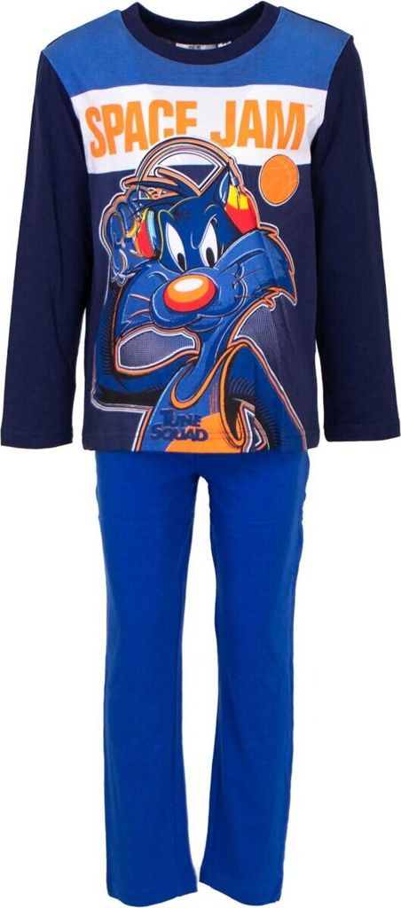 Space Jam Schlafoutfit Schlafanzug aus Baumwolle Pyjama-Set für Kinder 4 Jahre Blau